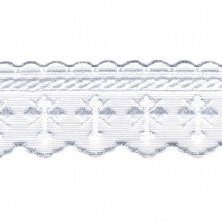 Broderie s/tulle 55mm Blanc - 