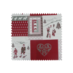 Tissu Jacquard Vercors Rouge Vert