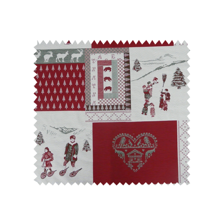 Tissu Jacquard Vercors Rouge Vert