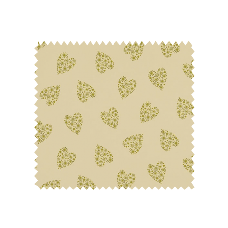 Tissu Coton De Noël Imprimé Coeur Doré