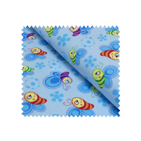 Tissu Pilou Papillon Imprimé Bleu