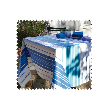 Tissu Capbreton Enduit Rayé Menthe