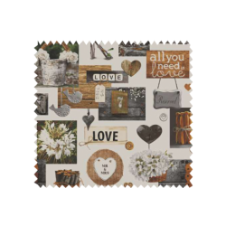 Tissu Lin Love Garden Beige