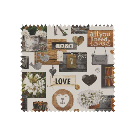 Tissu Lin Love Garden Beige