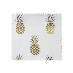 Tissu Organza Ananas Or Fond Blanc