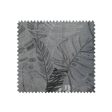Tissu voilage Imprimé Cascais Jungle Fond Gris