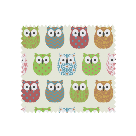 Tissu Cretonne Mini Hiboux Rose