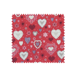 Tissu Joli Coeur Cretonne Rouge Beige
