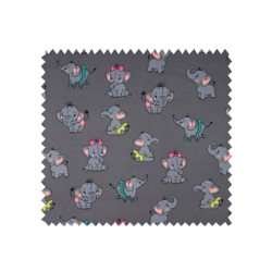 Tissu Jersey Coton Imprime Elephant Gris