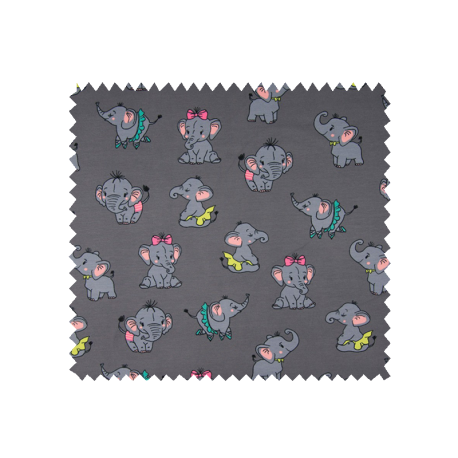 Tissu Jersey Coton Imprime Elephant Gris