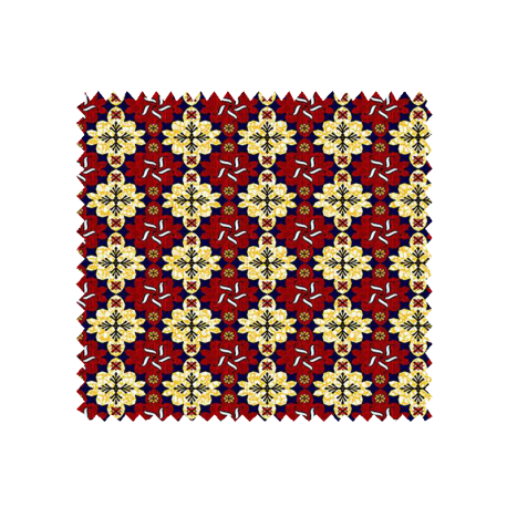 Tissu Super Wax Fleur Rouge Noir Jaune