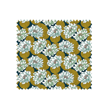 Tissu Imprimé Nenuphar Jade 