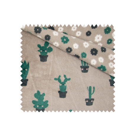 Tissu Tout Doux Double Face Cactus Face Fleur