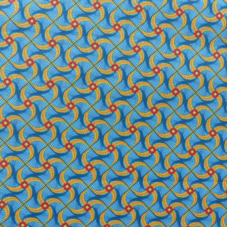 Tissu Kita Cretonne Bleu jaune 