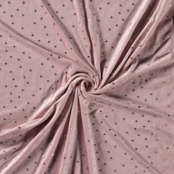 Tissu Velours Imprimé Etoile Rose Clair 