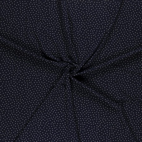Tissu Toucher Crepe Petit Pois Fond Navy