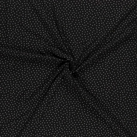 Tissu Toucher Crepe Petit Pois Fond Noir
