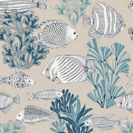 Tissu Moorea Toile Savoie Bleu 