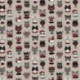 Tissu Funny Cat Toile Noir et rouge 