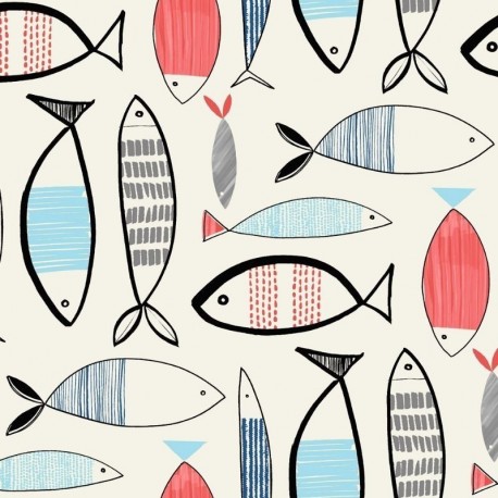 Tissu Eperlant Rouge Bleu