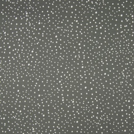 Tissu Popeline Imprimé Pois Fond Gris
