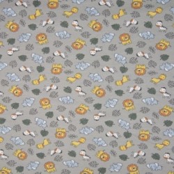 Tissu Jersey Bio Animaux Gris 