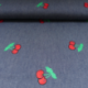 Tissu Jeans Brodé Cerise 