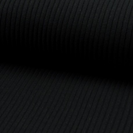 Tissu Maille Bord Cote Noir 