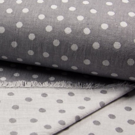 Tissu Jacquard Double Face Pois Gris 