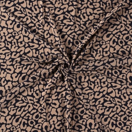 Tissu Crêpe Imprimé Animal Navy 