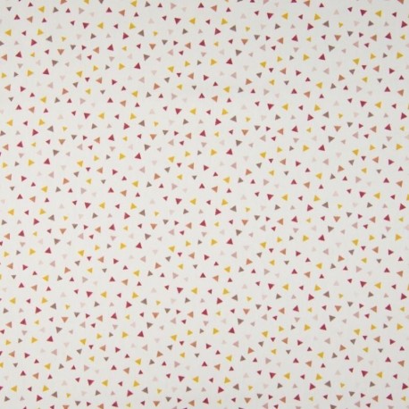 Tissu Coton Imprimé Triangle Ecru 