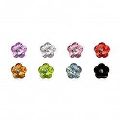 Bouton fleur cristal strass