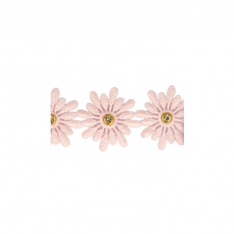 Guipure fleurs strass