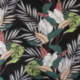 Tissu Popeline Imprime Tropical Fond Noir