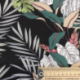Tissu Popeline Imprime Tropical Fond Noir
