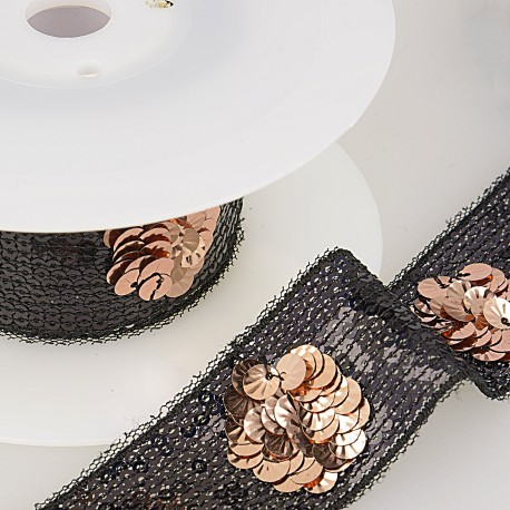 Galon paillettes fleurs