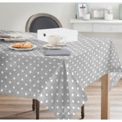 Tissu Max Imprimé Pois Blanc Fond Gris 