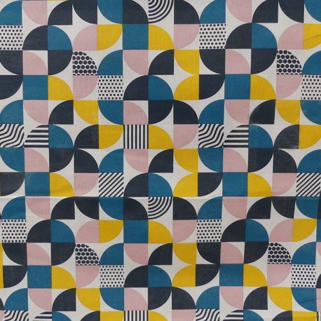 Tissu Bauhaus Imprimé Petrole 