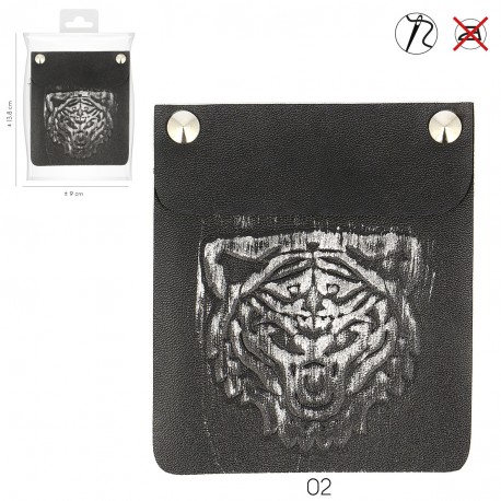 Ecusson tigre relief simili cuir - Argenté