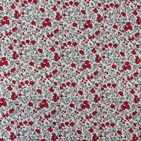 Tissu Leonie Cretonne Beige rouge 
