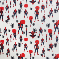 Tissu Popeline Spiderman Imprimé Blanc 