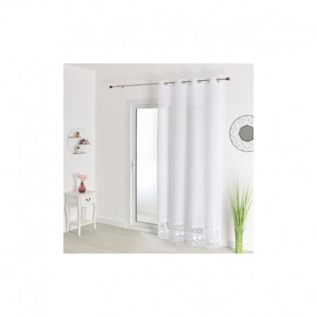 Tissu Rosa Etamine Unie Base Macramé Blanc