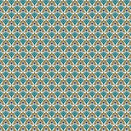 Tissu Cretonne Ecaillette Imprimé Vert