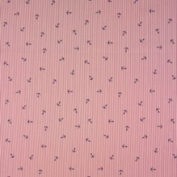 Tissu Coton Imprimé Ancre Rayé Rouge