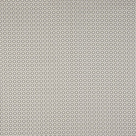 Tissu Coton Imprimé Cercle Fond Ecru