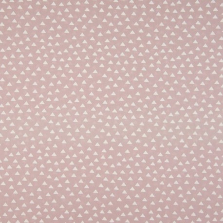 Tissu Coton Imprimé Triangle Fond Rose