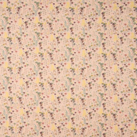 Tissu Coton Imprimé Fleuri Rose 
