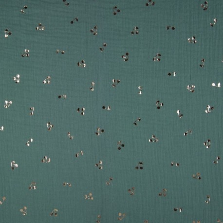 Tissu Double Gaze Foil Cerise Menthe 