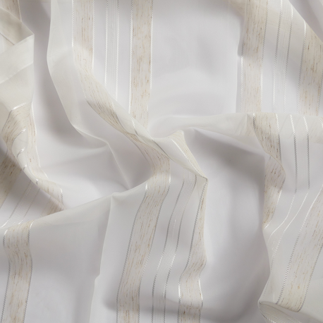 Tissu Voile Rayures Verticales Ecru 