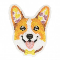 Ecusson animaux colorés - Chien blanc
